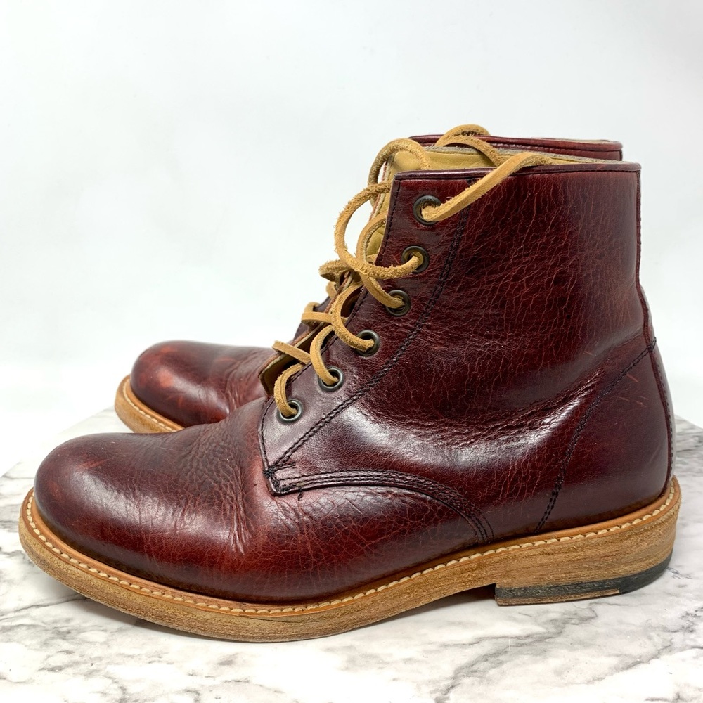 Will Leather Goods Lace Up Leather Combat Moto Boots 38/6MNS/8WMS Gorpcore - Picture 3 of 16